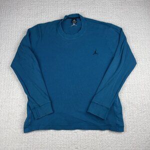 Jordan Thermal Shirt Mens Large Blue Waffle Knit Long Sleeve Jumpman 390195-314